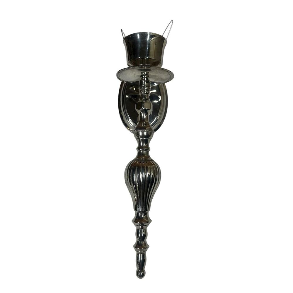 Heavy Elegant Vintage Polished‎ Silver Single Taper Candle Wall Sconce India 12"